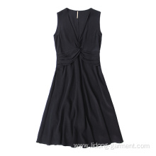 Women Casual Deep-V Collar Sleeveless Lady Dresses